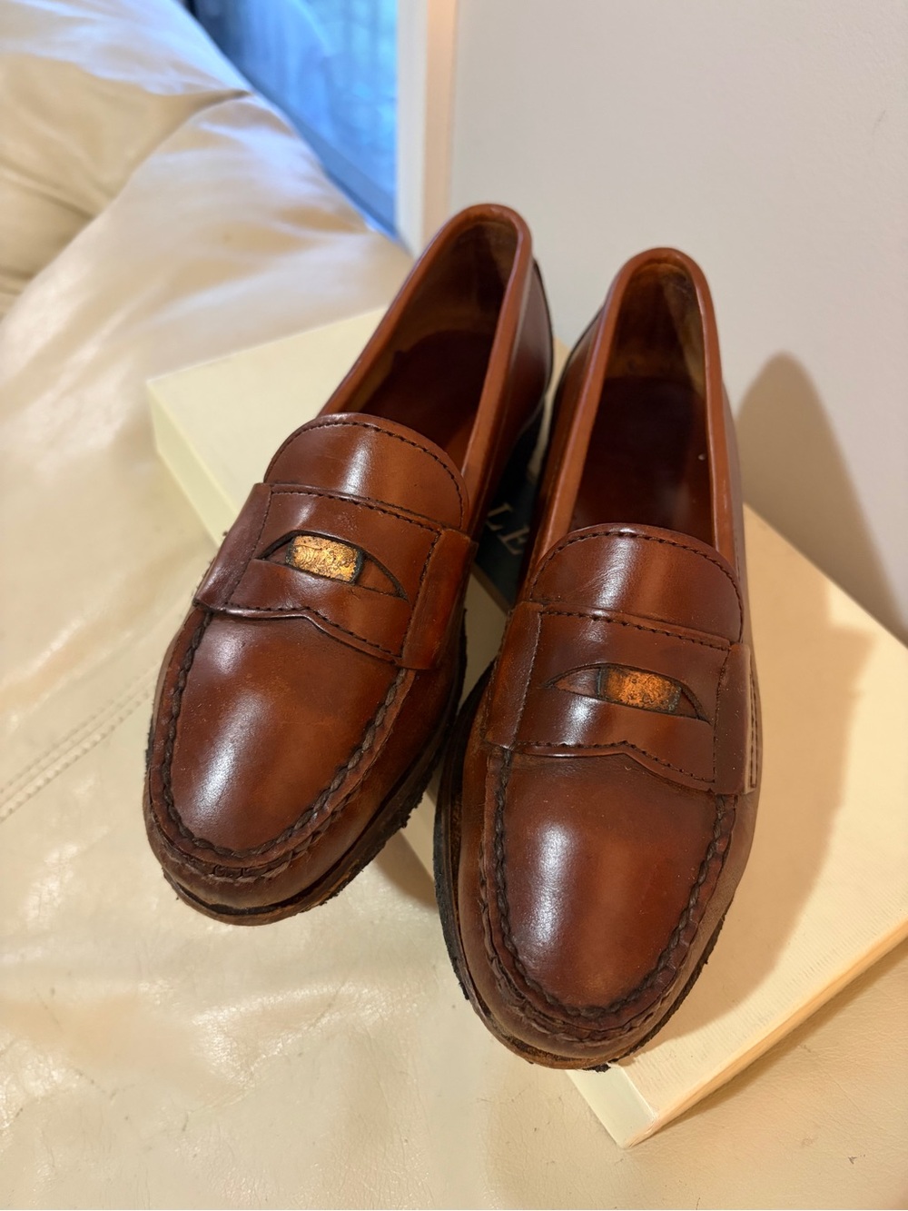 Cole Haan Vintage Pinch Penny Loafers in Brown Leather Size 6C NARROW Mens